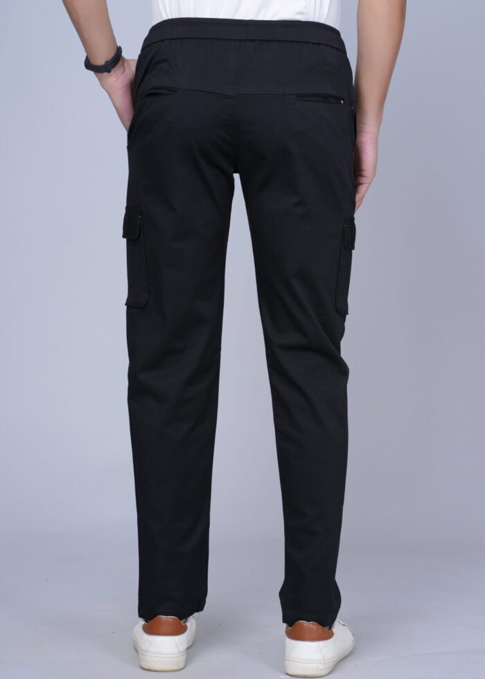 Cargo Sports Men Solid Cotton Black Cargo Pant - Image 4