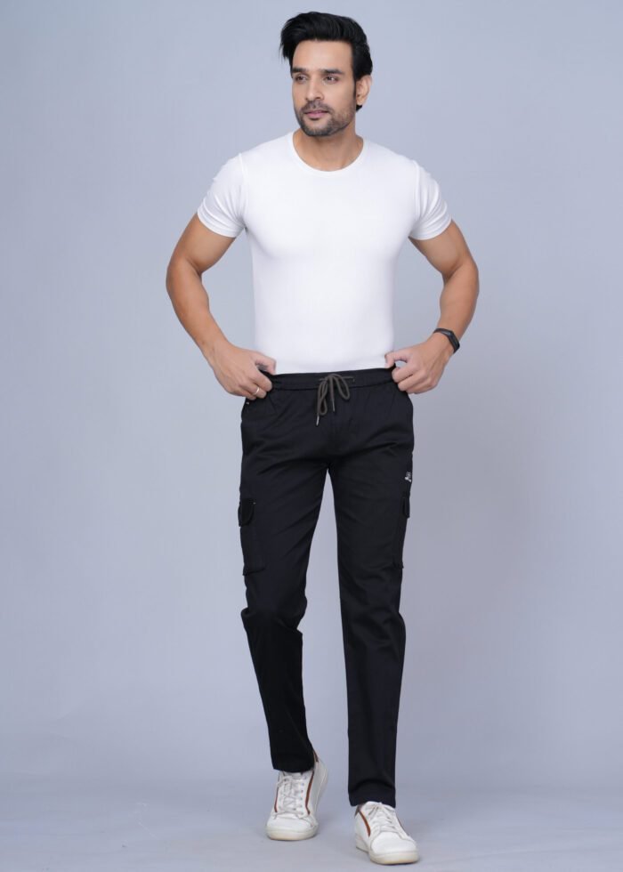 Cargo Sports Men Solid Cotton Black Cargo Pant - Image 5