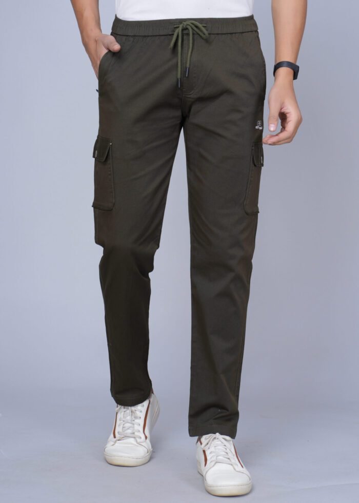Cargo Sports Men Solid Cotton Brown Cargo Pant - Image 1