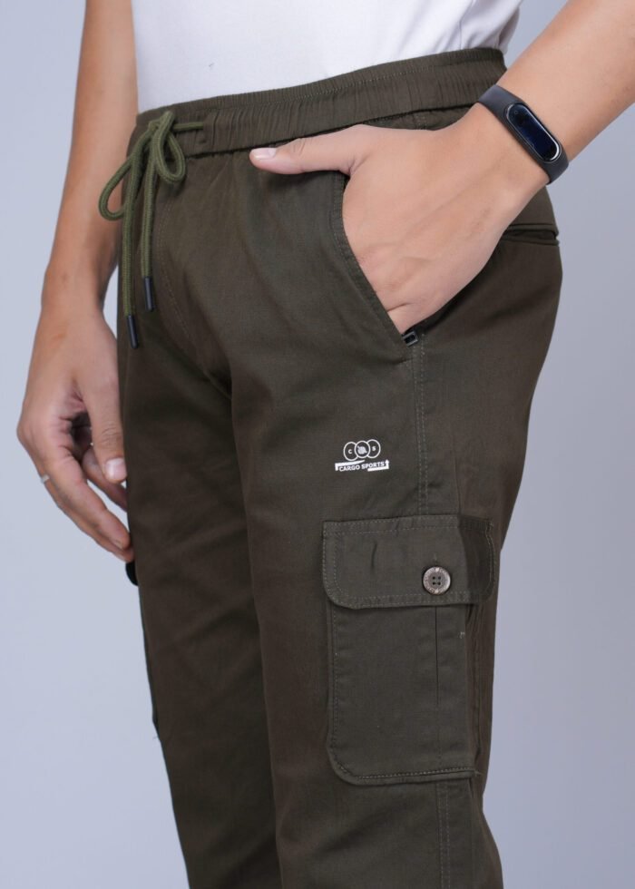 Cargo Sports Men Solid Cotton Brown Cargo Pant - Image 3