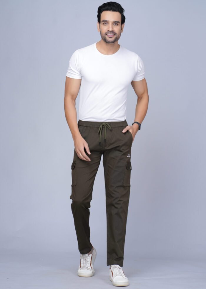 Cargo Sports Men Solid Cotton Brown Cargo Pant - Image 5