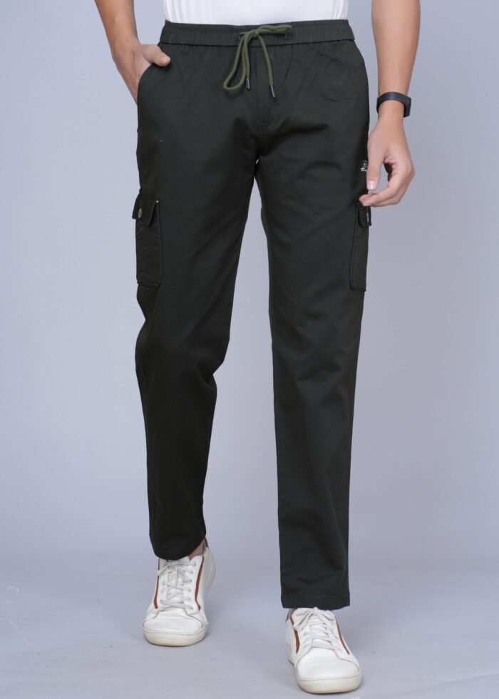 Cargo Sports Men Solid Cotton Dark Green Cargo Pant - Image 1