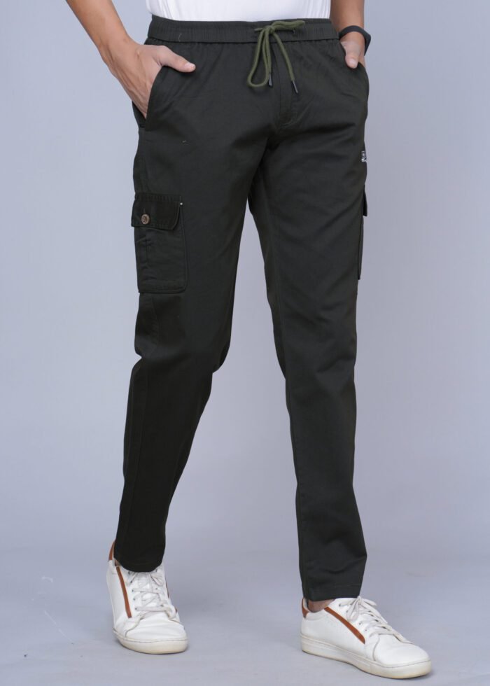 Cargo Sports Men Solid Cotton Dark Green Cargo Pant - Image 2