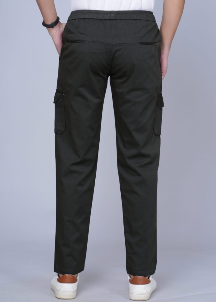 Cargo Sports Men Solid Cotton Dark Green Cargo Pant - Image 4