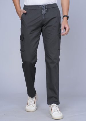 Cargo Sports Men Solid Cotton Dark Grey Cargo Pant