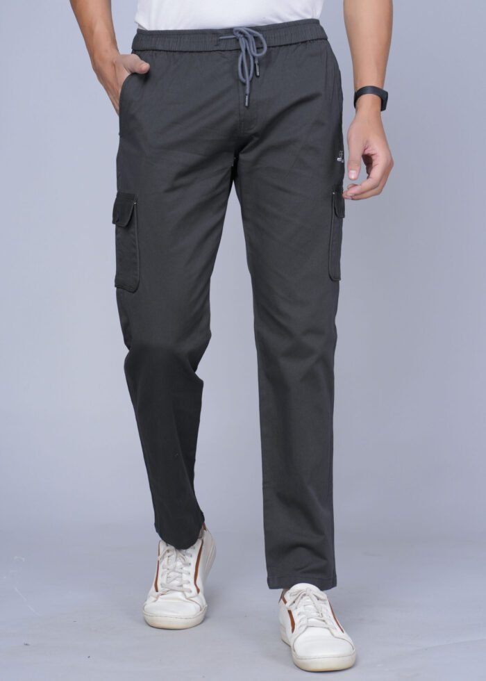 Cargo Sports Men Solid Cotton Dark Grey Cargo Pant - Image 1