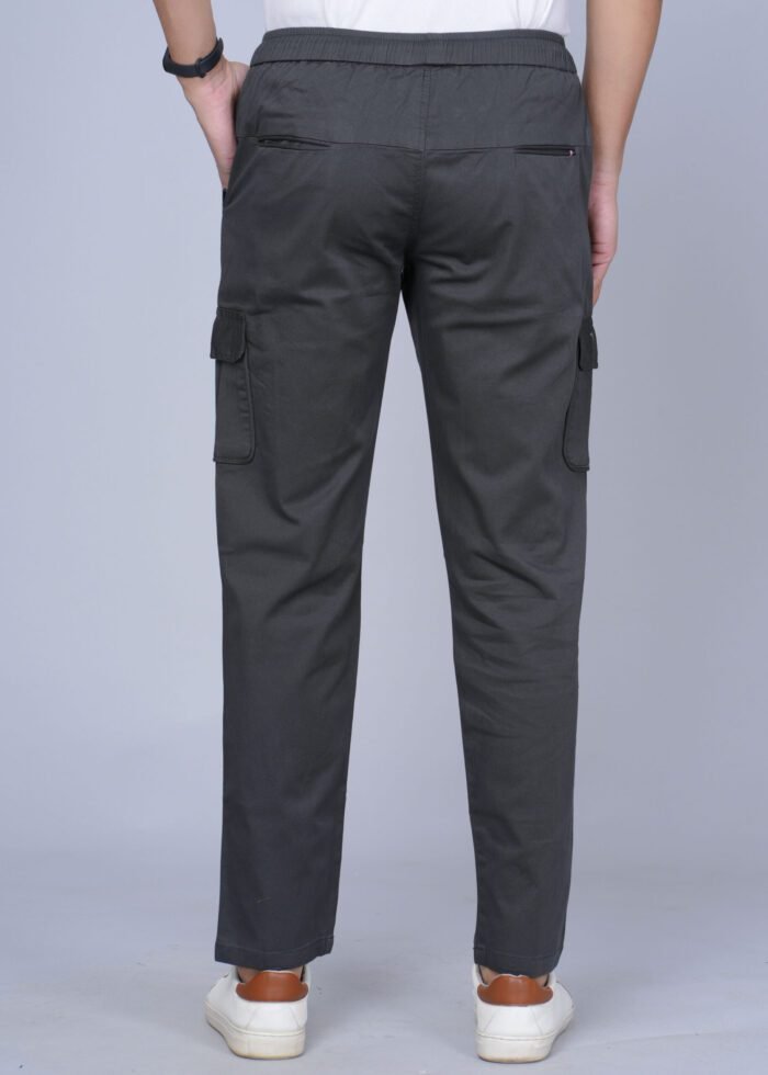Cargo Sports Men Solid Cotton Dark Grey Cargo Pant - Image 4
