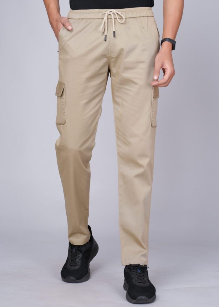 Cargo Sports Men Solid Cotton Ghost White Cargo Pant - Image 1
