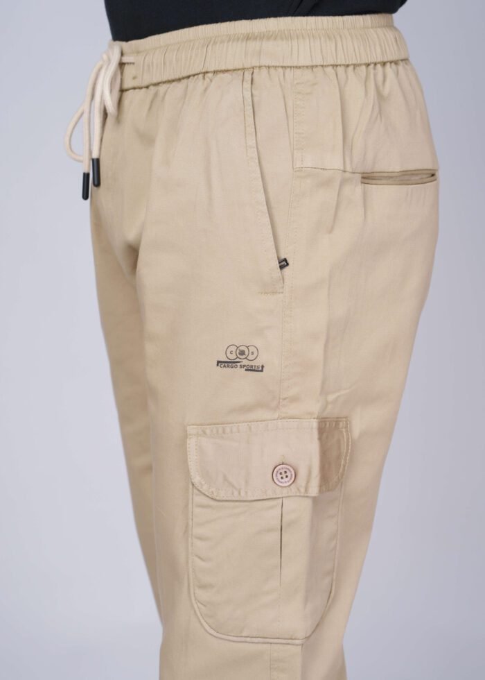 Cargo Sports Men Solid Cotton Ghost White Cargo Pant - Image 3