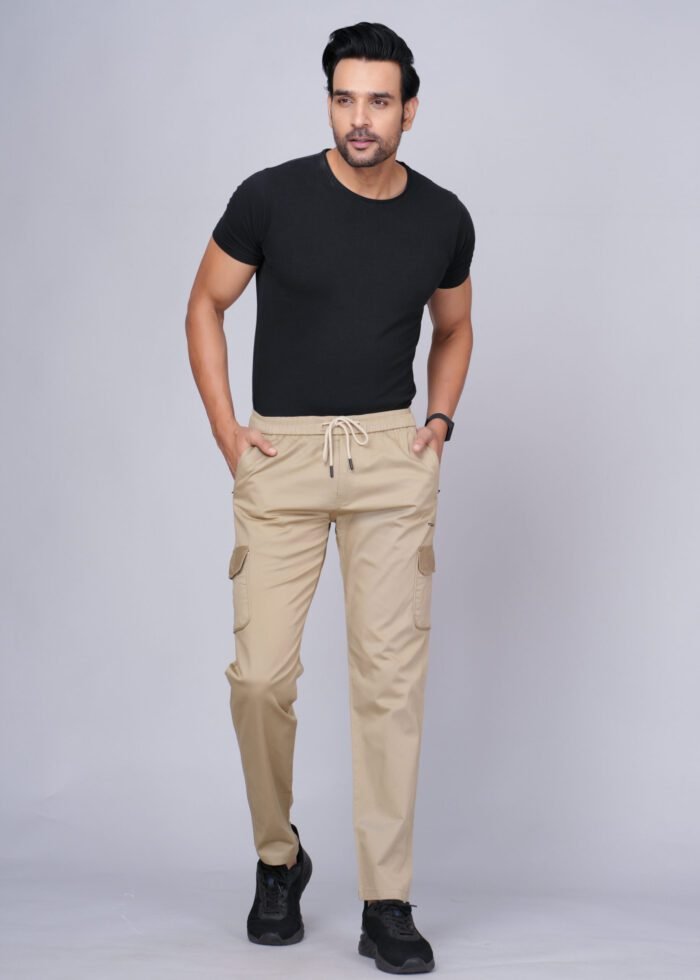 Cargo Sports Men Solid Cotton Ghost White Cargo Pant - Image 5