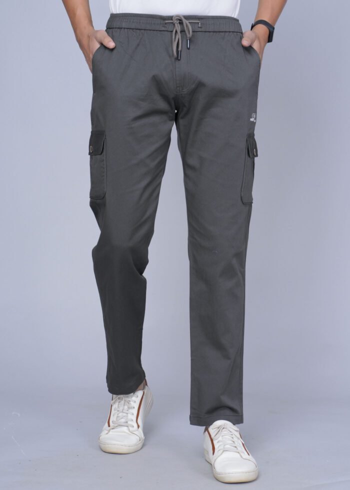 Cargo Sports Men Solid Cotton Grey Cargo Pant - Image 1