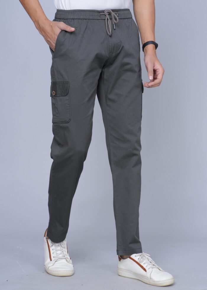Cargo Sports Men Solid Cotton Grey Cargo Pant - Image 2