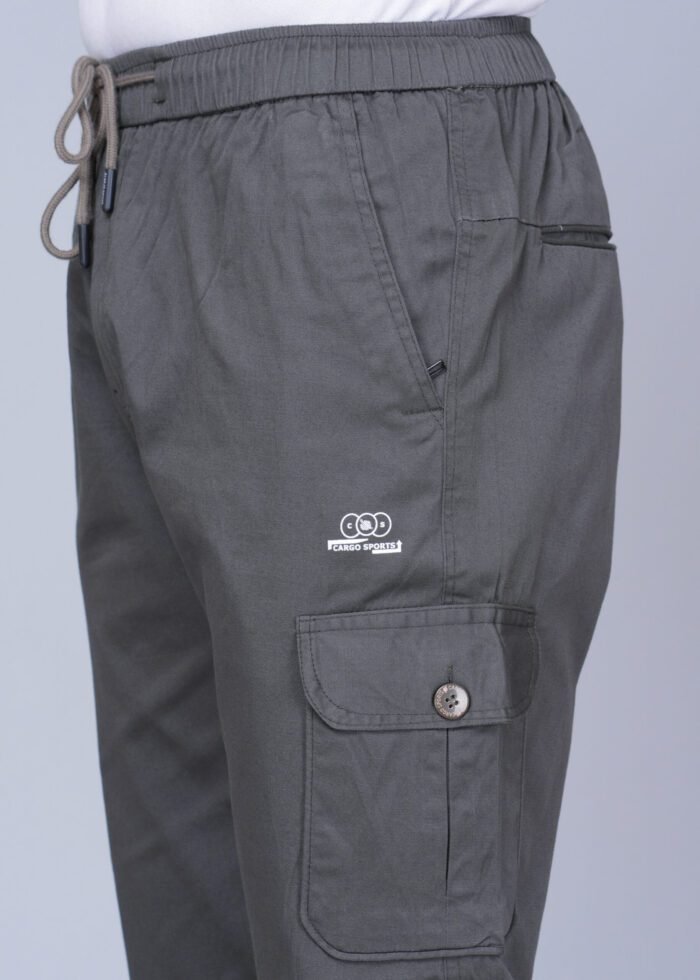 Cargo Sports Men Solid Cotton Grey Cargo Pant - Image 3