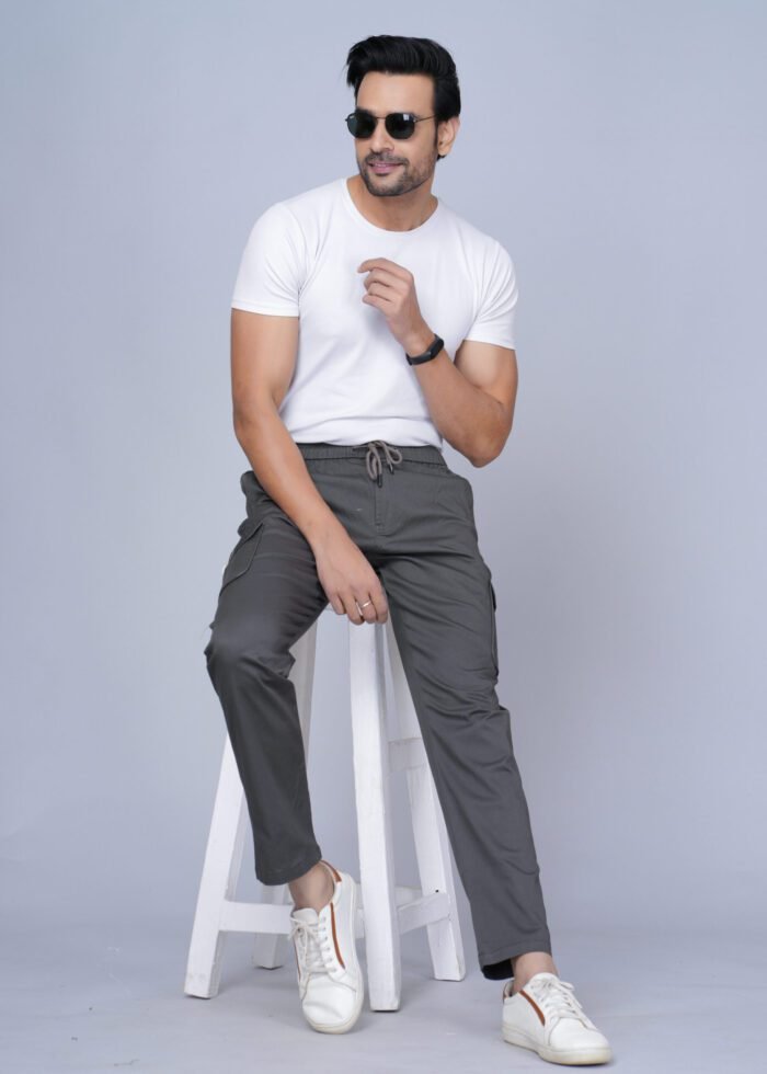 Cargo Sports Men Solid Cotton Grey Cargo Pant - Image 5