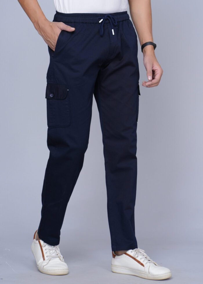 Cargo Sports Men Solid Cotton Navy Blue Cargo Pant - Image 2