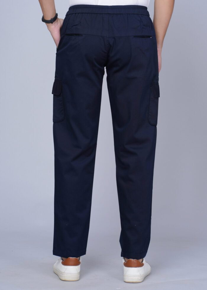 Cargo Sports Men Solid Cotton Navy Blue Cargo Pant - Image 4