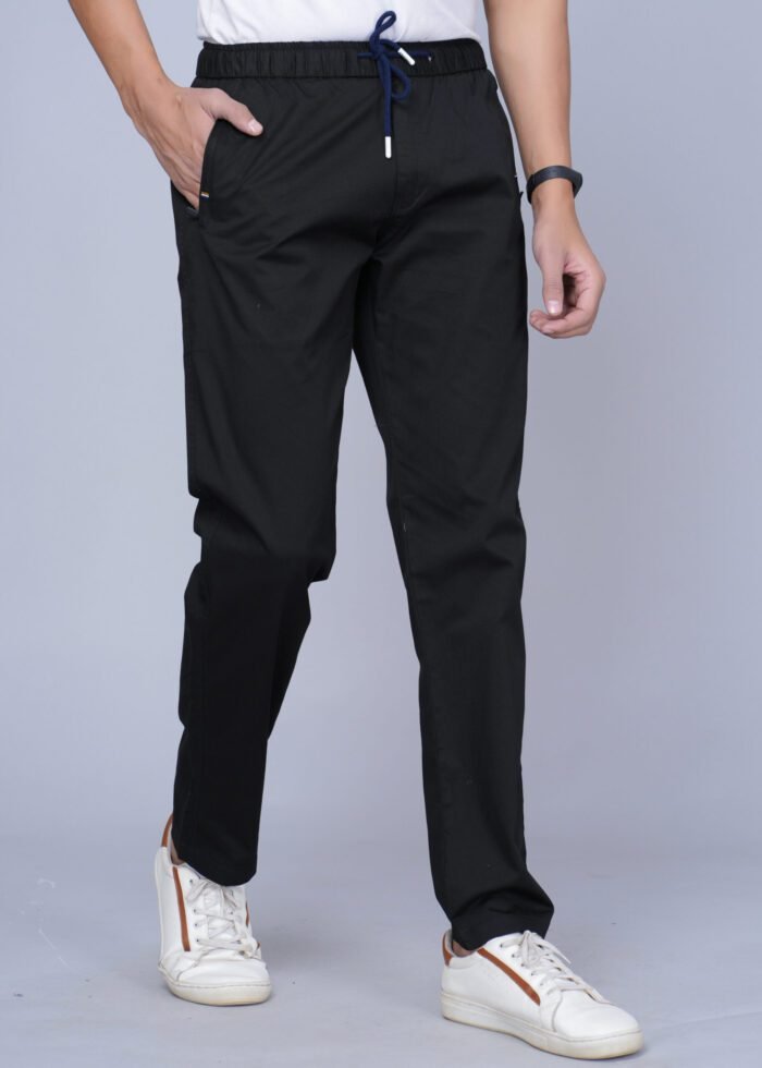 Cargo Sports Men Solid Cotton Black Track Pant - Image 2