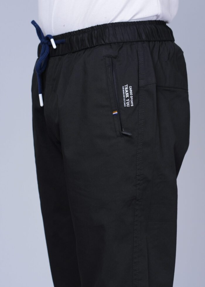 Cargo Sports Men Solid Cotton Black Track Pant - Image 3
