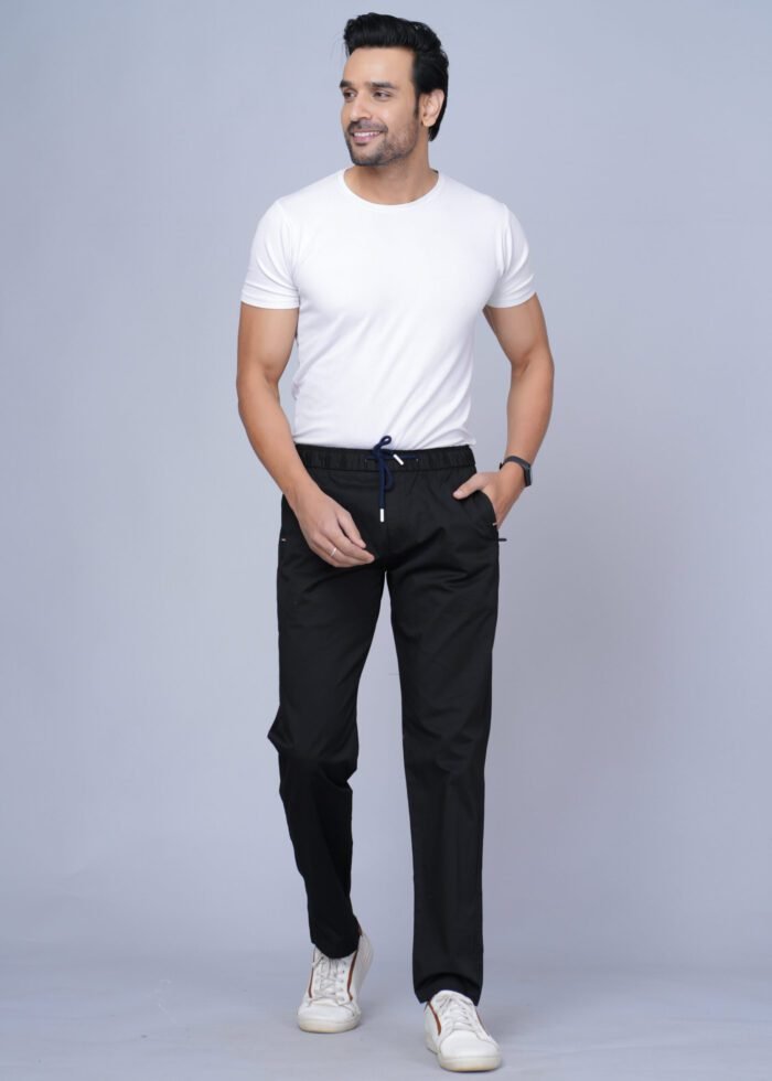 Cargo Sports Men Solid Cotton Black Track Pant - Image 5