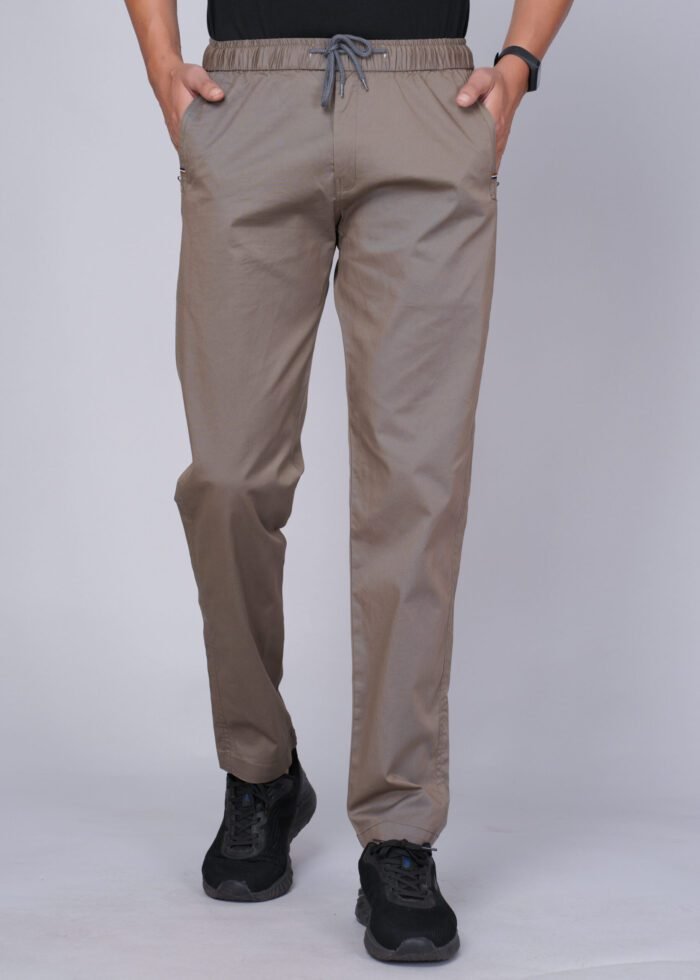 Cargo Sports Men Solid Cotton Brown Track Pant - Image 1