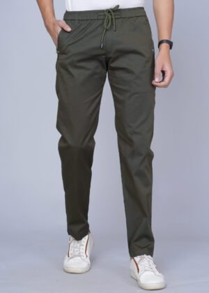 Cargo Sports Men Solid Cotton Dark Green Track Pant