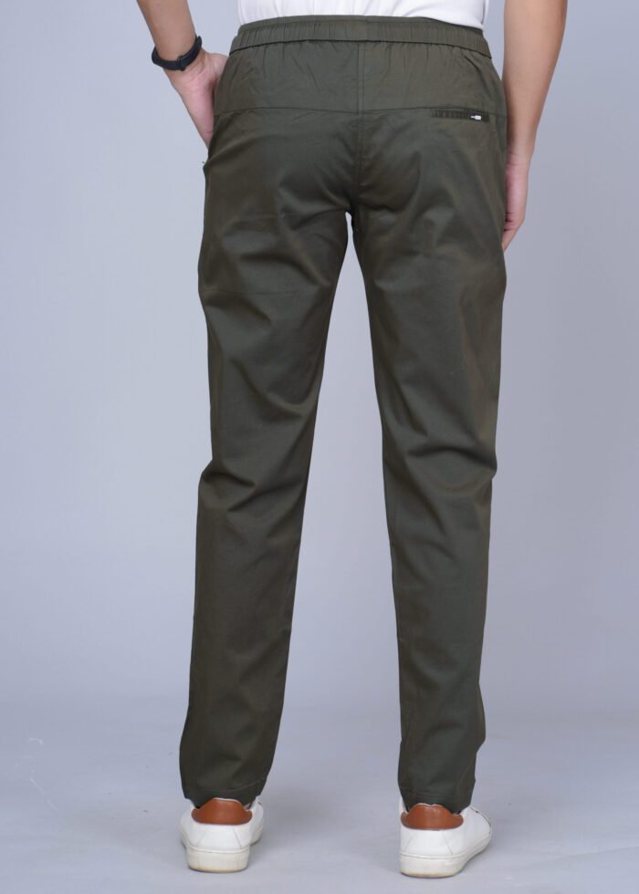 Cargo Sports Men Solid Cotton Dark Green Track Pant - Image 4