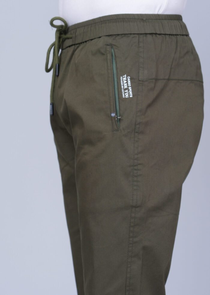 Cargo Sports Men Solid Cotton Dark Green Track Pant - Image 3