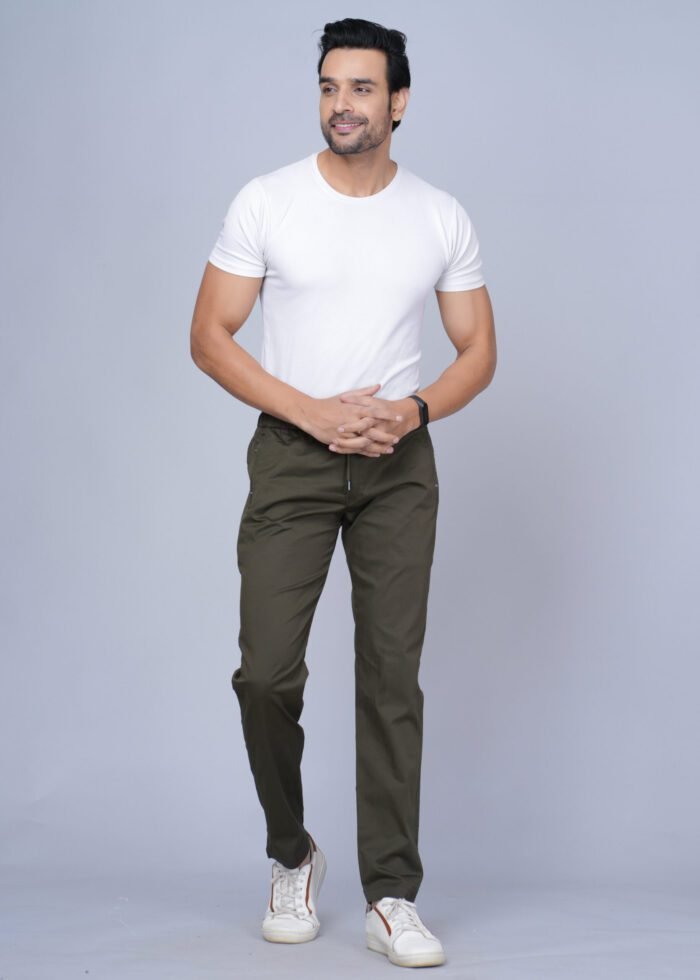 Cargo Sports Men Solid Cotton Dark Green Track Pant - Image 5