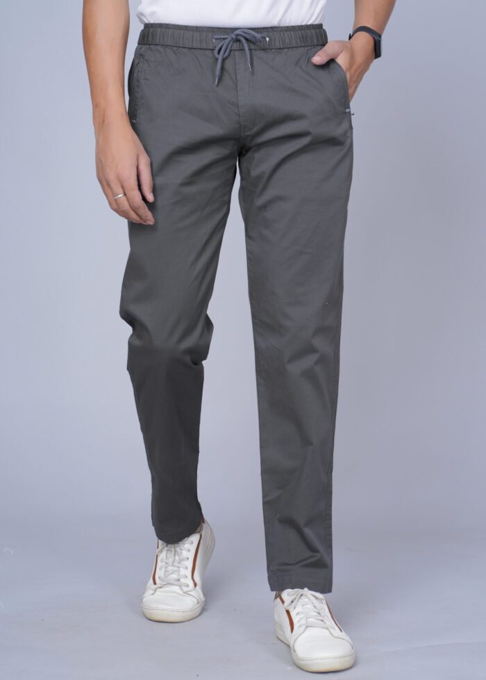 Cargo Sports Men Solid Cotton Dark Grey Track Pant - Image 1