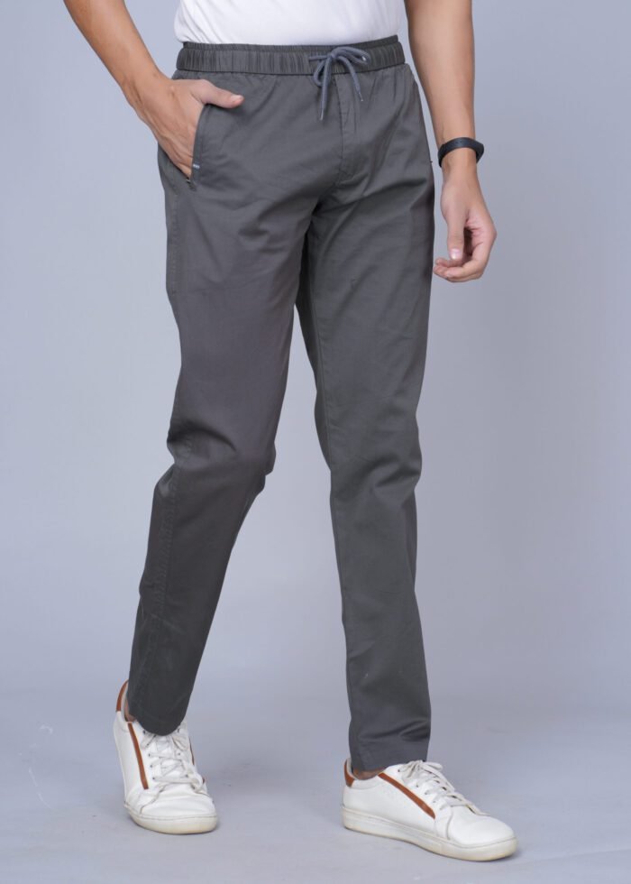 Cargo Sports Men Solid Cotton Dark Grey Track Pant - Image 2