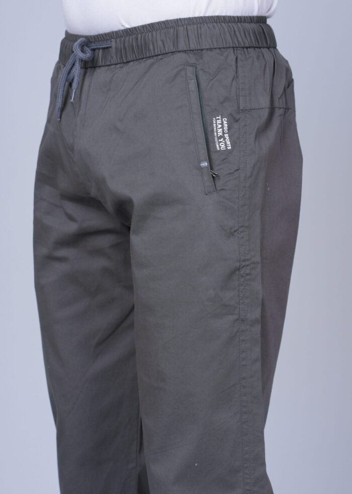 Cargo Sports Men Solid Cotton Dark Grey Track Pant - Image 3