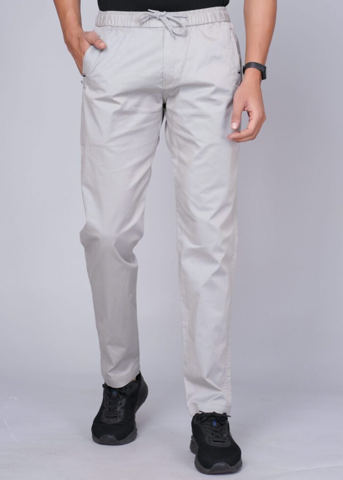 Cargo Sports Men Solid Cotton Light Grey Track Pant - Image 1
