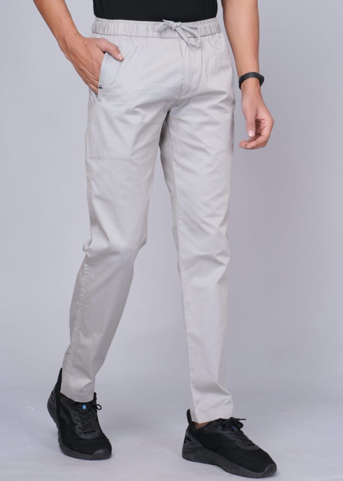 Cargo Sports Men Solid Cotton Light Grey Track Pant - Image 2