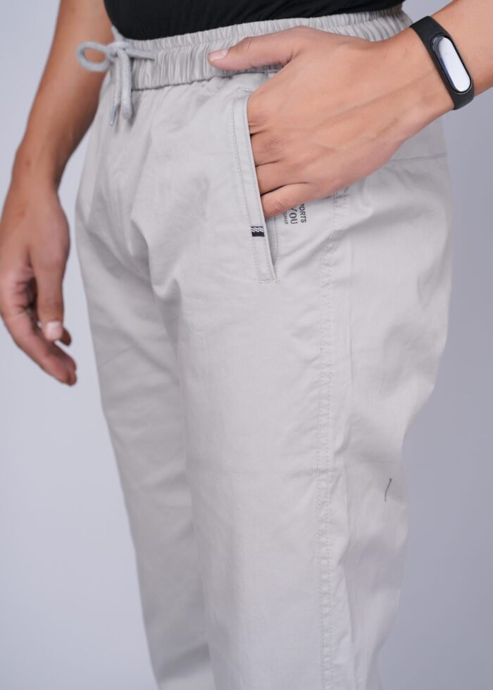 Cargo Sports Men Solid Cotton Light Grey Track Pant - Image 4