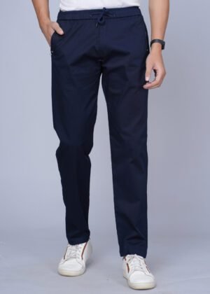 Cargo Sports Men Solid Cotton Navy Blue Track Pant