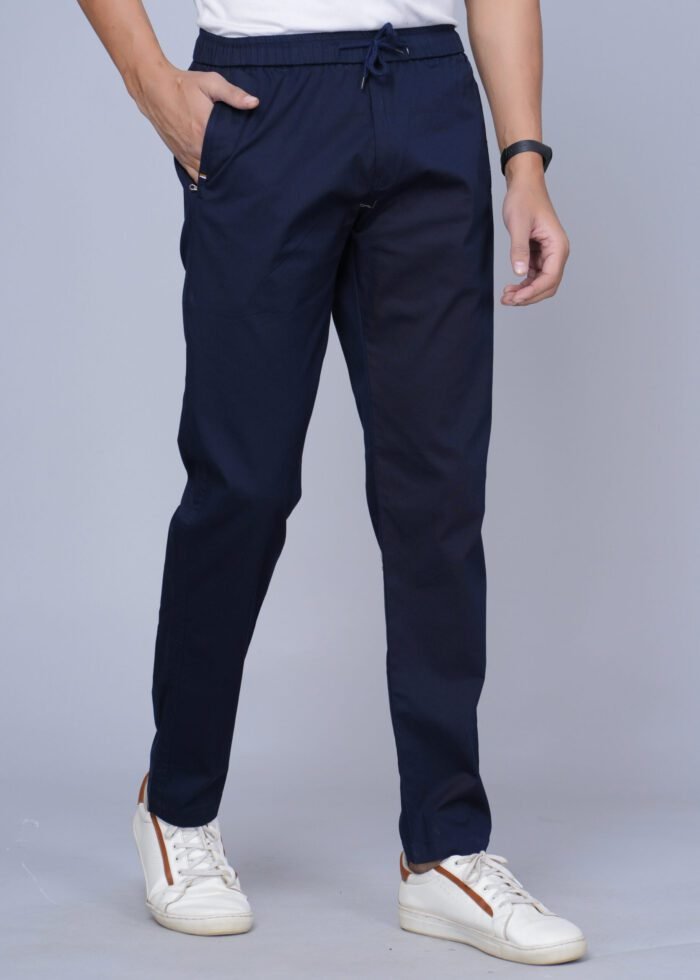 Cargo Sports Men Solid Cotton Navy Blue Track Pant - Image 2