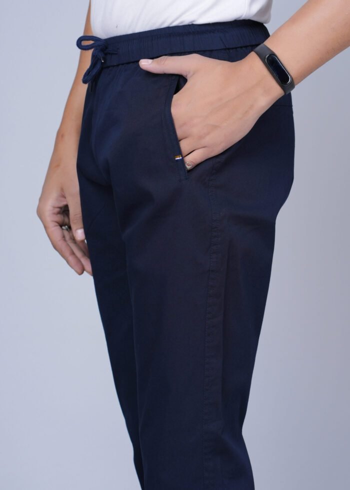 Cargo Sports Men Solid Cotton Navy Blue Track Pant - Image 3